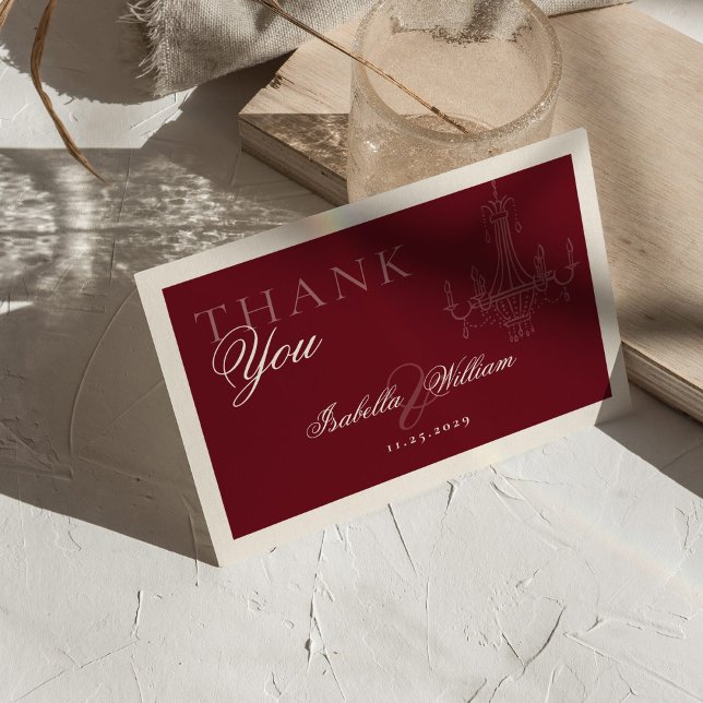 Elegant Old Money Wine Red Wedding Thank You (Creator Uploaded)