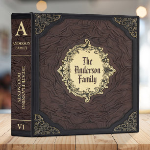 Elegant Old Wood Background Family Estate Planner 3 Ring Binder