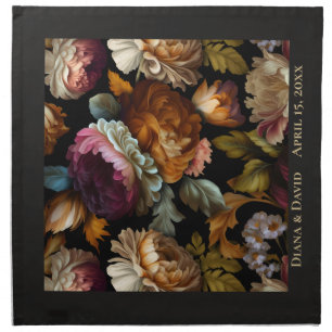 Elegant Old World Painted Floral Wedding  Cloth Napkin
