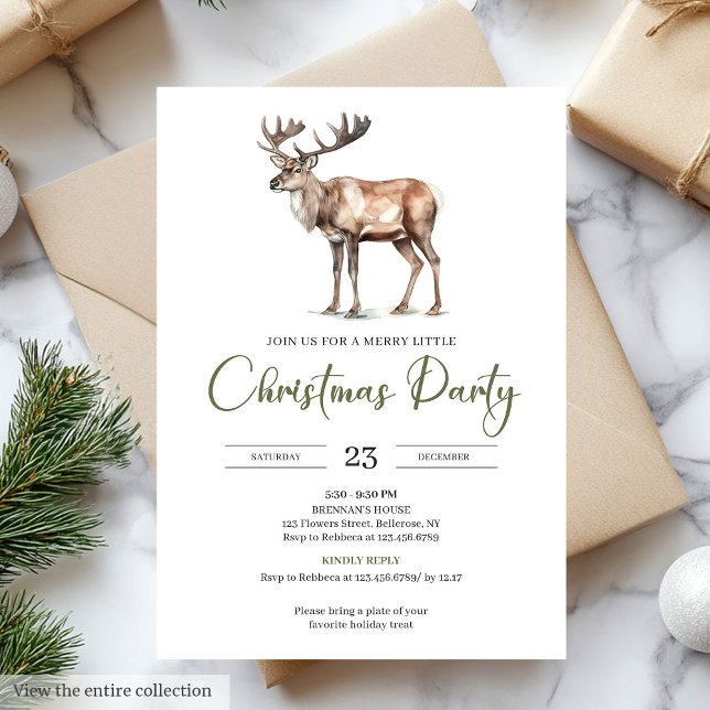 Elegant Olive Beige Minimalist Christmas Party Invitation (Elegant Olive Beige Minimalist Christmas Party

)
