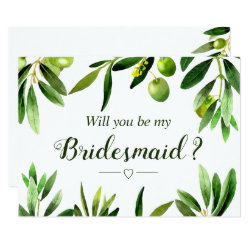 Elegant Olive Boho Garden Bridesmaid Invitation
