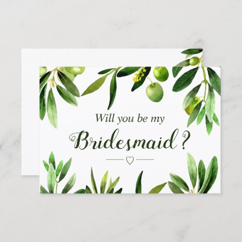 Elegant Olive Boho Garden Bridesmaid Invitation