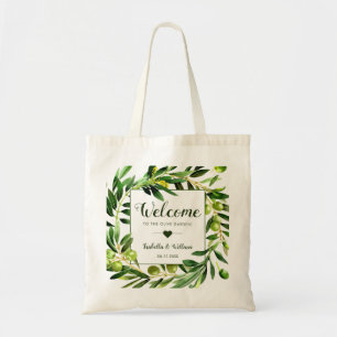 Elegant Olive Boho Garden Wedding Welcome Favour Tote Bag