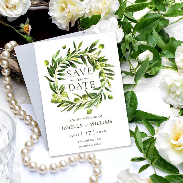 Elegant Olive Boho Save the Date Wedding Card (Creator Uploaded)