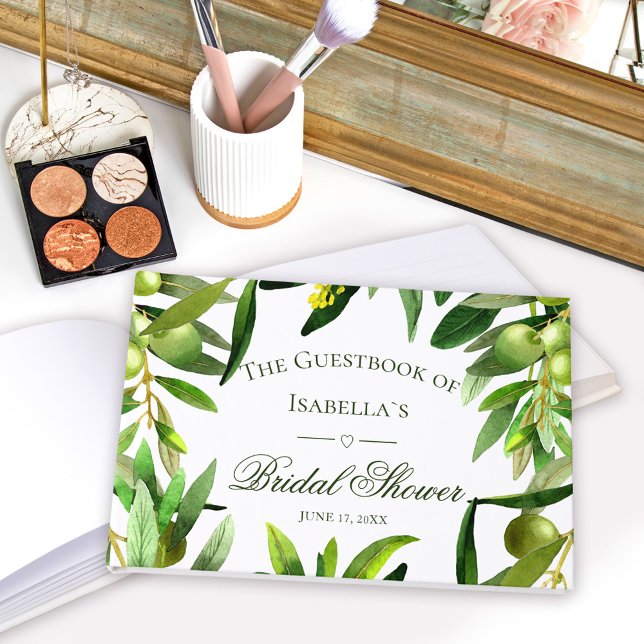 Elegant Olive Boho Summer Garden Bridal Shower Guest Book (Creator Uploaded)