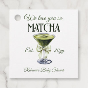 Elegant Olive Bow Love You So Matcha Baby Shower Favor Tags