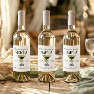Elegant Olive Bow Love You So Matcha Baby Shower Wine Label