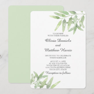 Elegant Olive Branch. Botanical simple wedding Invitation