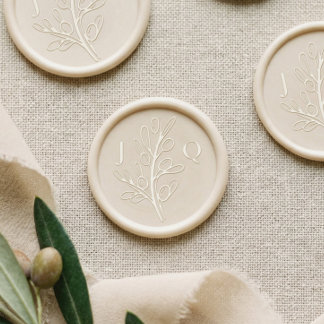 Elegant Olive Branch Couple's Monogram Wedding Wax Seal Sticker