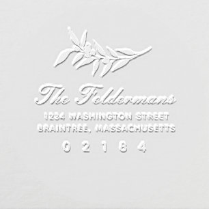 Elegant Olive Branch Family Return Address Embosser