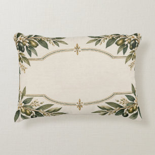 Elegant Olive Branch Frame Accent Pillow