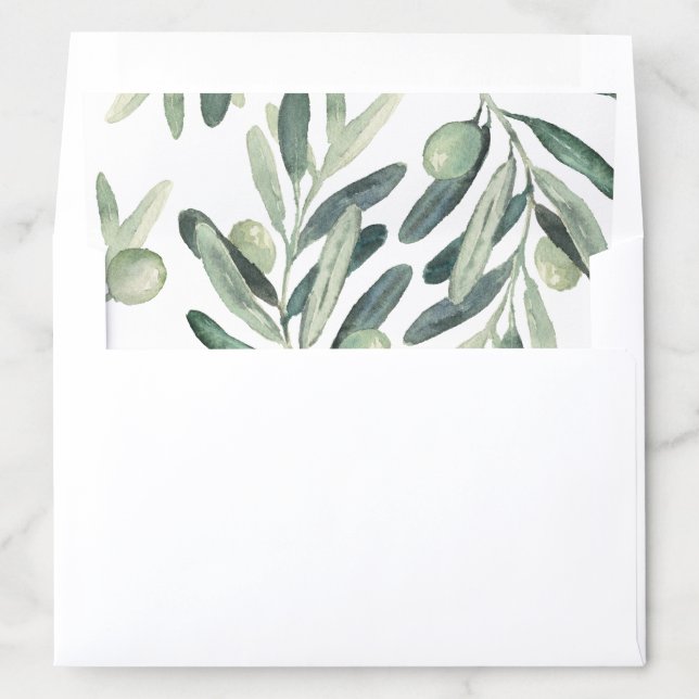 Elegant Olive Branch Greenery Botanical Envelope Liner (In Envelope)