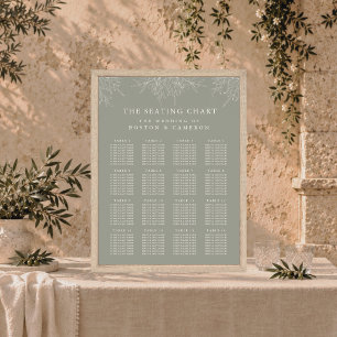 Elegant Olive Branch Italy Wedding Seating Chart