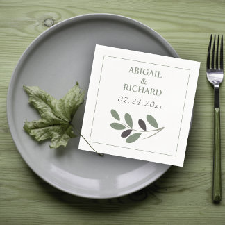 Elegant Olive branch Mediterranean charm wedding Napkins