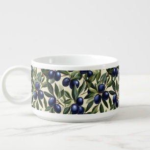 Elegant Olive Branch Pattern with Deep Blue Olives Bowl
