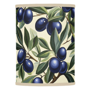 Elegant Olive Branch Pattern with Deep Blue Olives Lamp Shade
