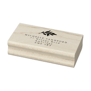 Elegant Olive Branch Return Address Rubber Stamp