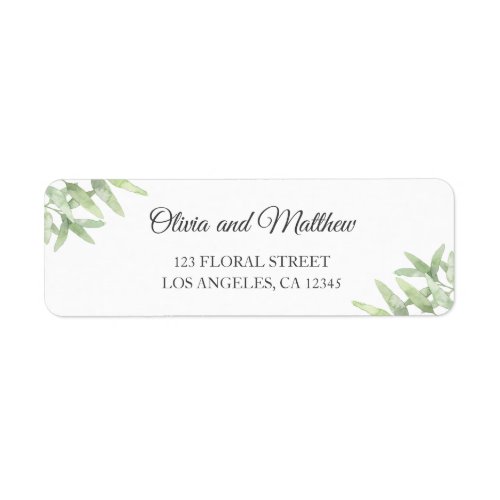 Elegant Olive Branch Simple wedding address Label