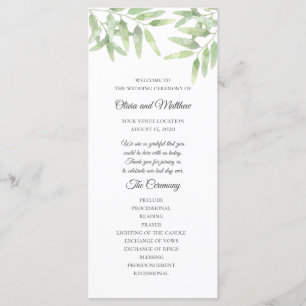 Elegant Olive Branch. Simple Wedding Program
