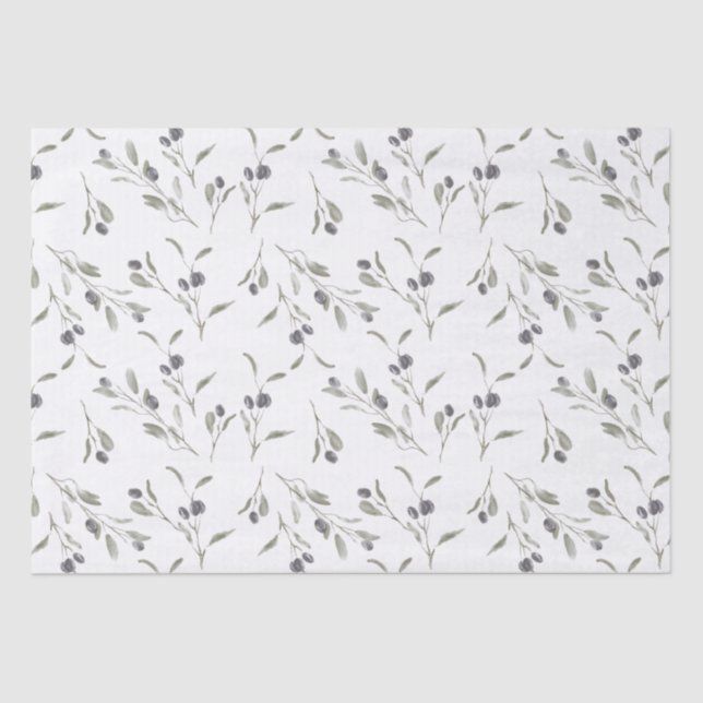 Elegant Olive Branch Tissue Paper (Front)