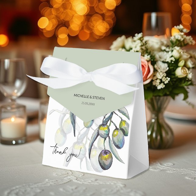 Elegant Olive Branch Watercolor Art Favor Boxes (Creator Uploaded)