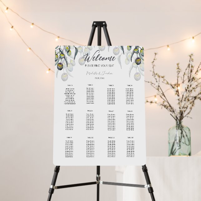 Elegant Olive Branch Watercolor Art Foam Board (In Situ (Stand))