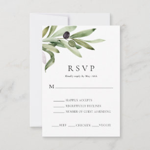Elegant Olive Branch Wedding RSVP Card