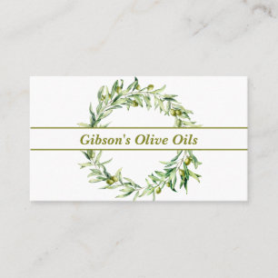 Elegant Olive Branch Wreath Olive Oil Business Card