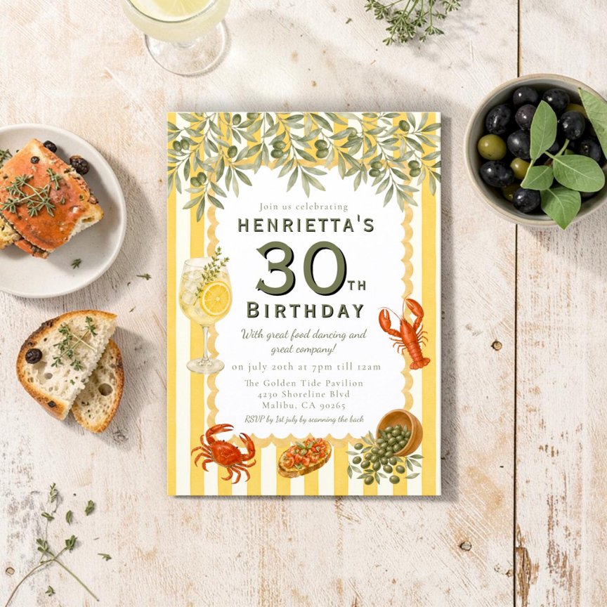 30th Birthday Coastal Foodie Mediterranean Party
