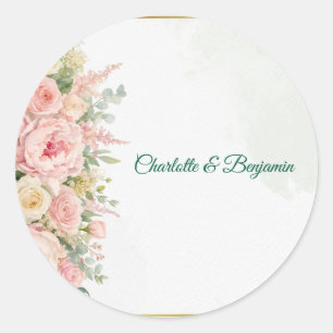 Elegant Olive Floral Wedding Favor Sticker