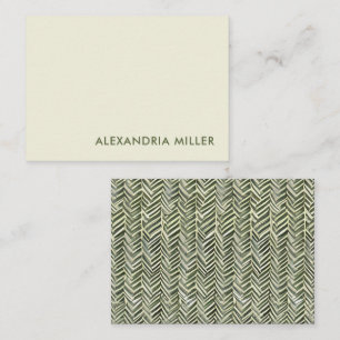 Elegant Olive Font Herringbone Patterned Back Note Card