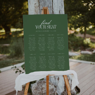 Elegant Olive Green 8-Table Wedding Seating Chart Foam Board