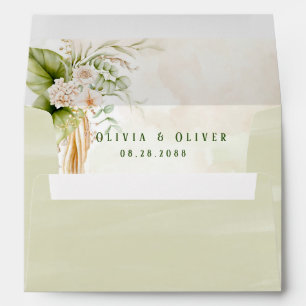 Elegant Olive Green and Gold Wedding Custom Envelo Envelope