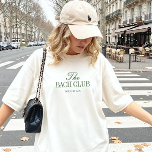 Elegant Olive Green Bachelorette Name "Bach Club" T-Shirt