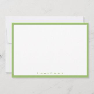 Elegant Olive Green Border Flat Note Card