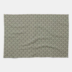 Elegant Olive Green Botanical Fan Pattern Neutral Kitchen Towel