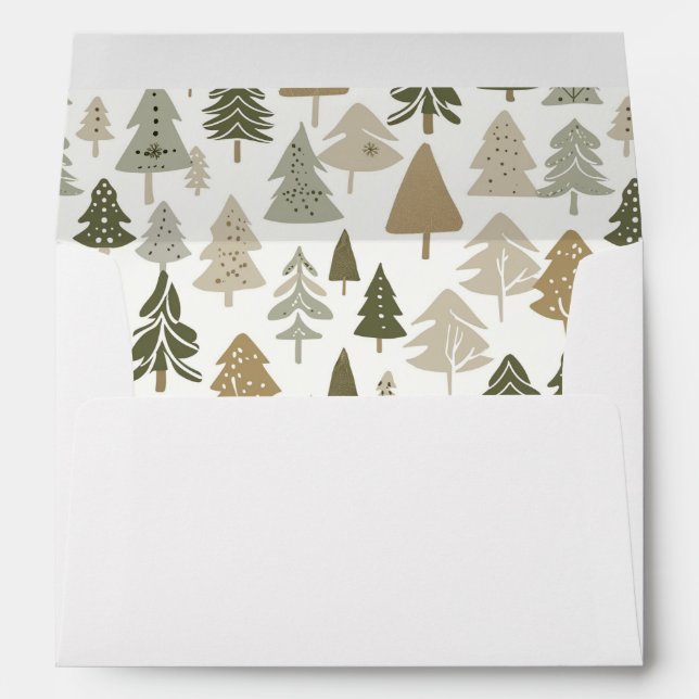 Elegant Olive Green Christmas Trees  Pattern  Envelope (Back (Bottom))