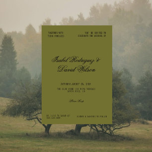 Elegant Olive Green Classic Wedding Invitation