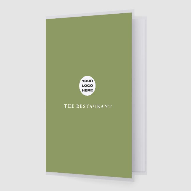 Elegant Olive Green Custom Logo Template Menu (Folded)
