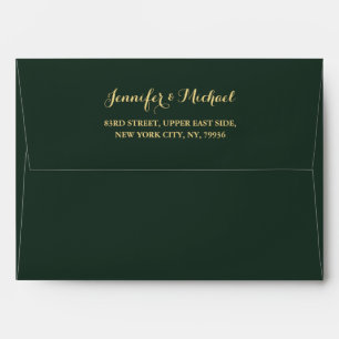 Elegant Olive Green Gold Wedding Return Address Envelope