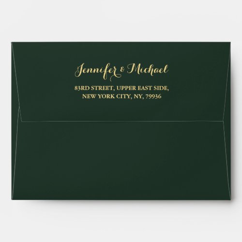 Elegant Olive Green Gold Wedding Return Address Envelope