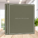 Elegant Olive Green Minimalist Monogram Name 3 Ring Binder<br><div class="desc">Create your own personalized binder with elegant minimalist monogram name with simple border design in olive green color.</div>