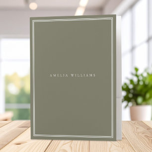Elegant Olive Green Minimalist Monogram Name Pocket Folder