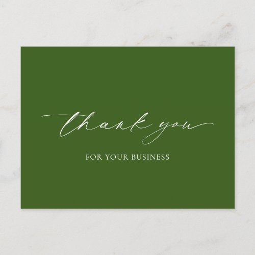 Elegant Olive Green Modern Business Thank You Postcard