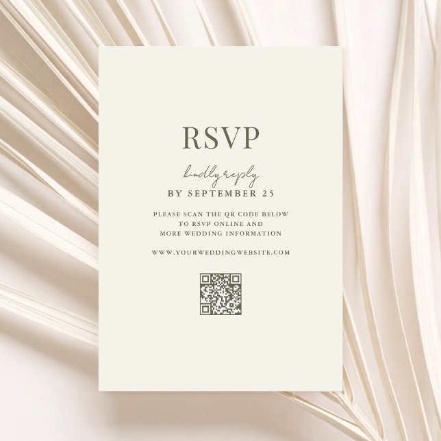 Elegant Olive Green Modern Wedding RSVP Card (Creator Uploaded)