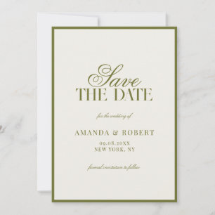 Elegant Olive Green Old Money Wedding Save The Date