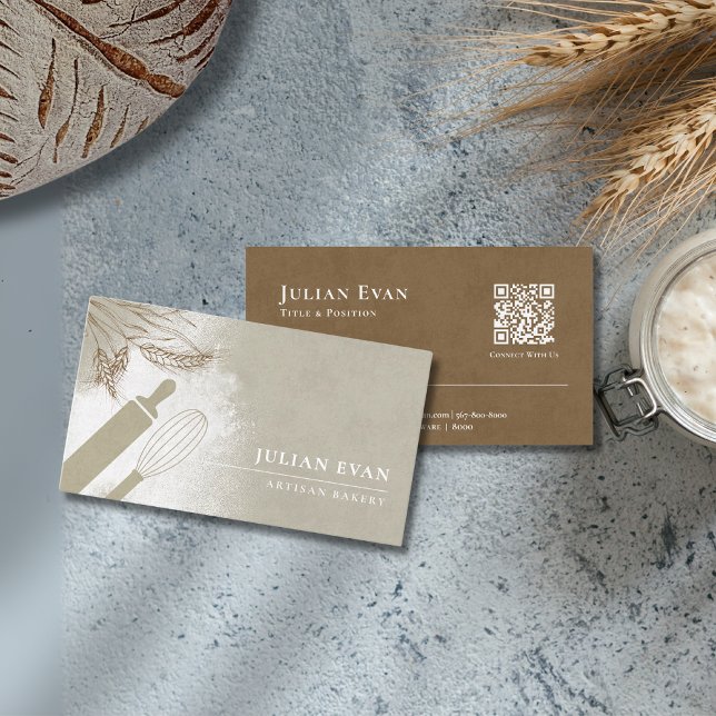 Elegant Olive Green Pastry Chef Artisan Bakery Business Card (Elegant Olive Green Pastry Chef Artisan Bakery Business Card)