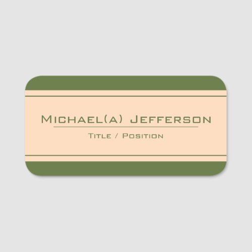 Elegant Olive Green  Peach Attractive Look  Feel Name Tag