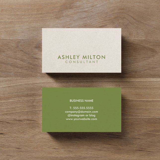 Elegant Olive Green PRINTED Kraft Consultant Business Card (Creator Uploaded)