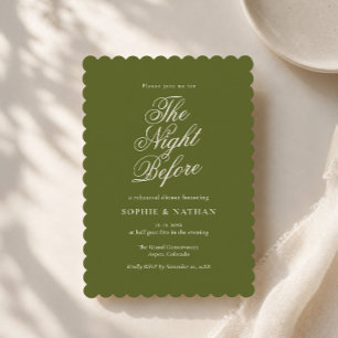 Elegant Olive Green Rehearsal Dinner Invitation